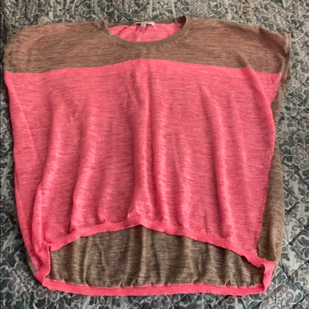 Pink and tan short sleeved Madewell sweater